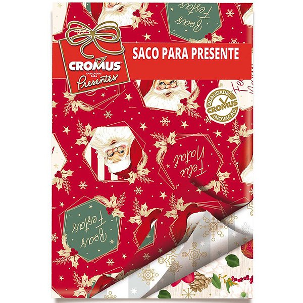 Saco Para Presente Metalico Perolado 45x59cm Sortido Natal - 25 Un