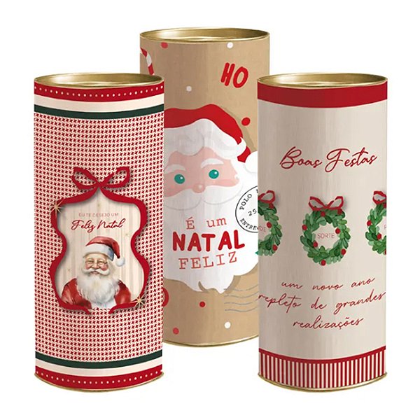 Lata Para Presente Rígida Sortido de Natal P 9x20cm - 6 Un