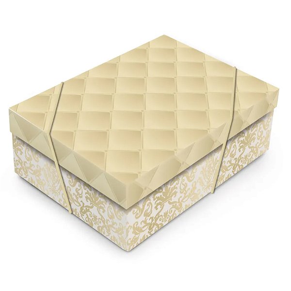 Caixa Retangular com Tampa Luxúria Ouro G 46x33x14cm - 10 Un