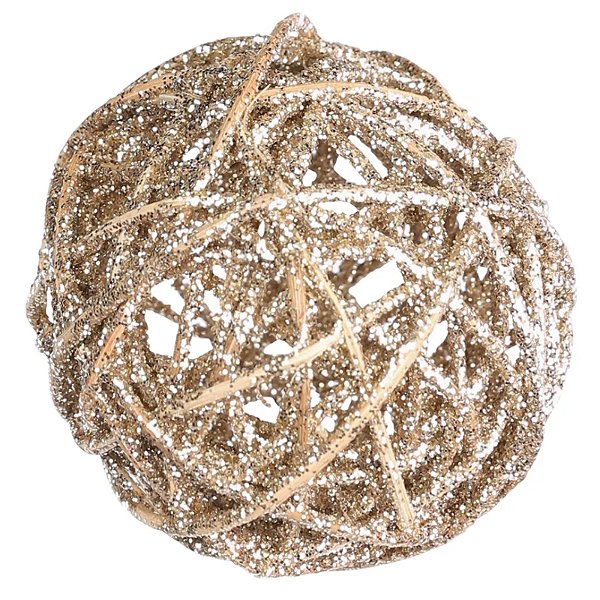 Enfeite Bola Rattan com Glitter Nude 10cm - 1 Un