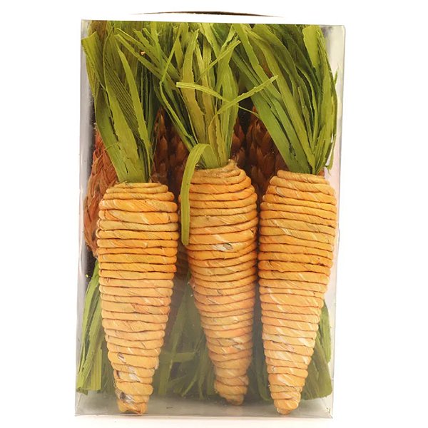 Cenoura Gift Box Decorativa 18x4x4cm Verde e Laranja - 1 Jogo com 9 Un