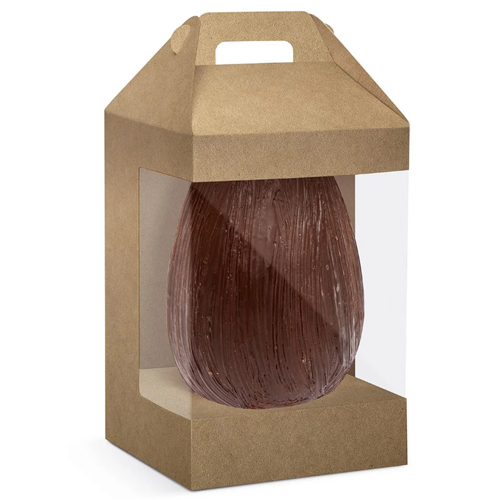 Caixa Maleta Vertical Para Ovo com Visor 350g Kraft - 50 Un