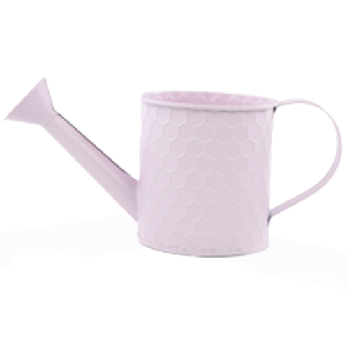 Cachepot Regador em Metal Texturizado 10x24cm Rosa - 1 Un