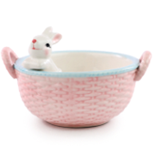 Bowl Decorativo de Cerâmica com Alça Coelho Branco Sweet - 1 Un
