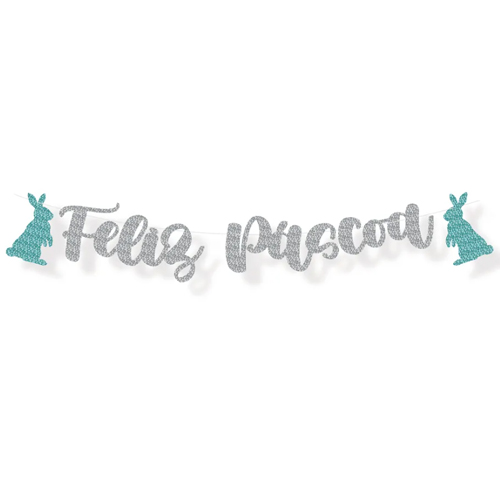 Faixa Decorativa EVA com Glitter Feliz Páscoa - 1 Un