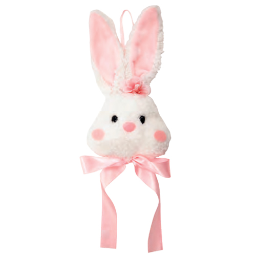 Enfeite Para Pendurar Pelúcia Cabeça Coelho M 23cm Rosa - 1 Un