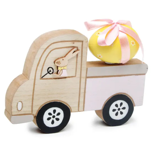 Decoração de Madeira Coelho no Caminhão Fun 12x15,5x4,5cm - 2 Un