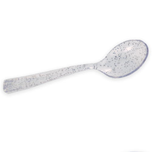 Colher Plástica de Chá Glitter Prata 12,5cm - 50 Un