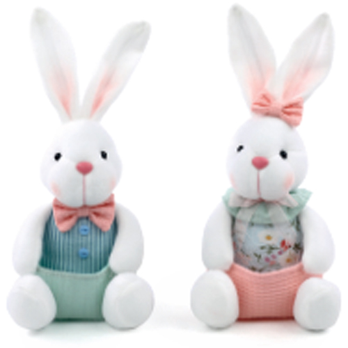 Coelho Decorativo de Tecido Floral Listras Happy Spring 28cm - 2 Un