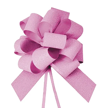 Laço Pronto Glitter 30mm Liso Pink - 10 Un