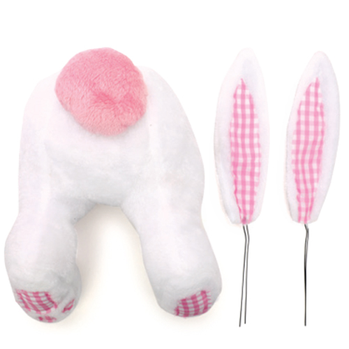 Kit Coelho com Patas e Orelhas Branco/Rosa - 3 Peças