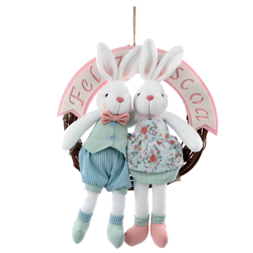 Guirlanda Feliz Páscoa com Coelhos Sortido 45cm Happy Spring - 1 Un