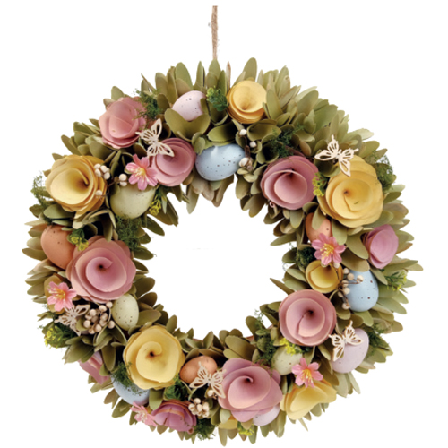 Guirlanda Decorativa com Flores e Ovos Clr Fondant 40cm - 1 Un