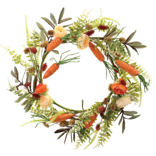 Guirlanda Decorativa com Cenoura e Folhas Verde/Laranja 60cm - 1 Un
