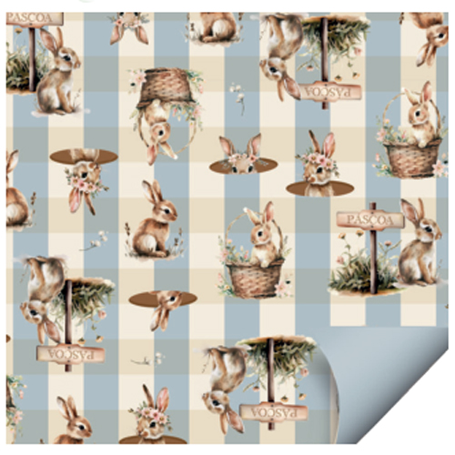 Folha Poli Perolada Dupla Face Doce Páscoa Azul 69x89cm - 25 Un