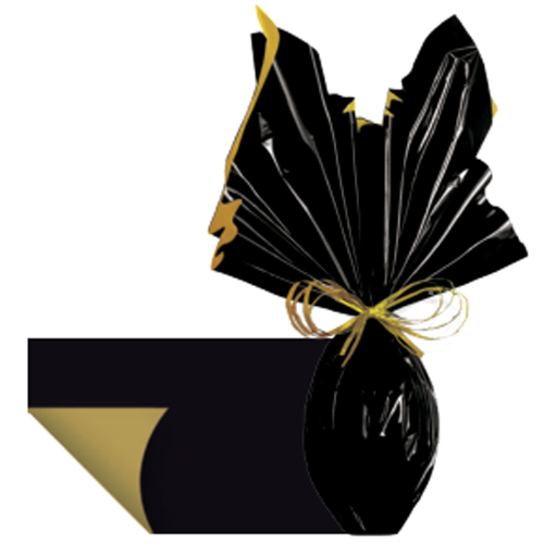 Folha Poli Dupla Face Acetinado Preto/Ouro 69x89cm - 25 Un