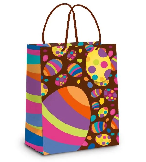 Sacola de Papel Páscoa Fun Marrom Mini 10,5x9,5x4cm - 50 Un