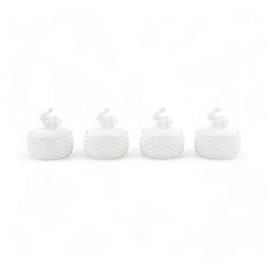 Pote Decorativo de Cerâmica com Coelho Branco 12cm - 1 Un