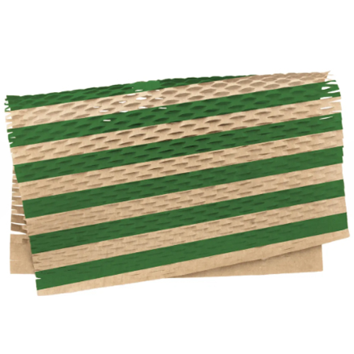 Papel Colméia Listras 50x50cm Kraft com Verde - 10 Un