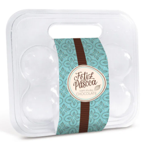Maleta Para 6 Ovos Transparente com Cinta 16,5x15,3x6,8cm Chocolatier - 10 Un