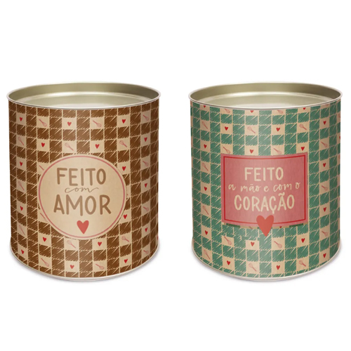 Lata Para Ovo Rígida 350g Páscoa Feito com Amor Sweet Composê 10x18cm - 12 Un
