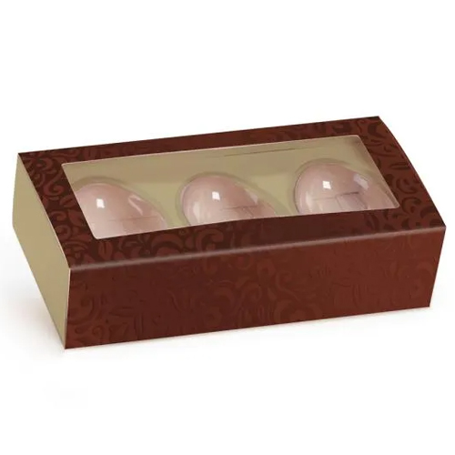 Caixa Luva Moldura Para 3 Meio Ovo 50g Kraft - 10 Un