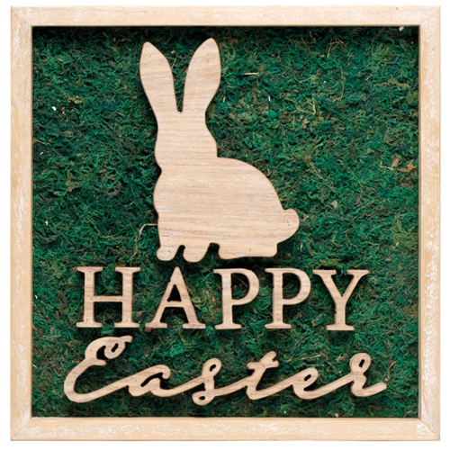 Quadro Decorativo MDF Com Musgo Easter Wishes 30x30cm - 1 Un