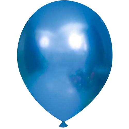 Balão Cromado Redondo 5" Liso Azul - 25 Un