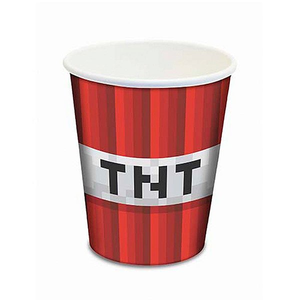 Copo Descartável Papel 180ml Mini Pixels - 8 Un