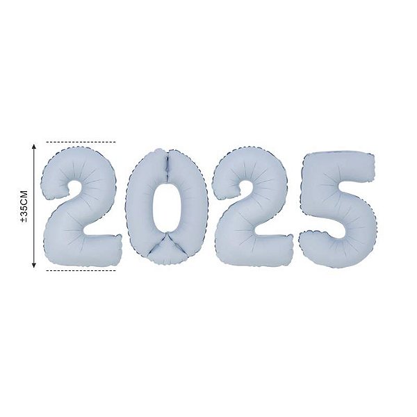 Balão Cromado Fosco 16" 2025 Branco - 1 Un