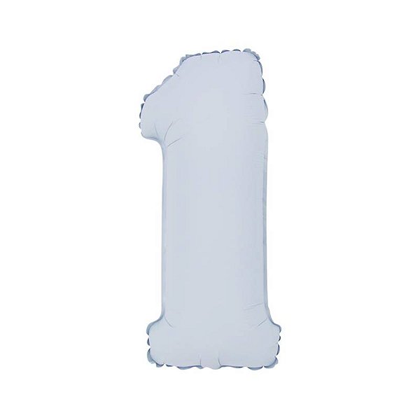 Balão Cromado Fosco com Canudo 16" Branco Número 1 - 1 Un