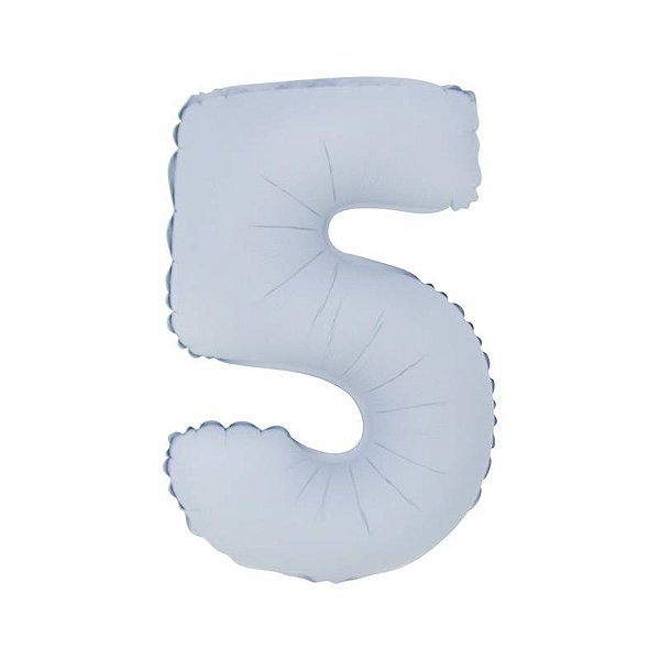 Balão Cromado Fosco com Canudo 16" Branco Número 5 - 1 Un