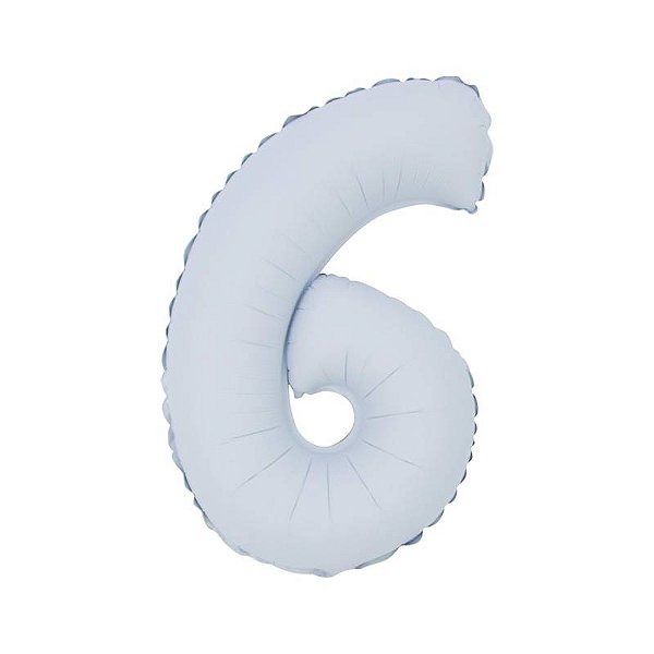 Balão Cromado Fosco com Canudo 16" Branco Número 6 - 1 Un
