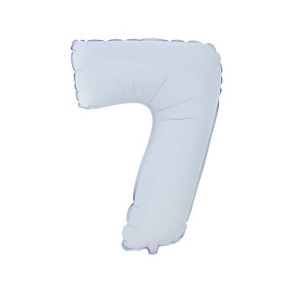 Balão Cromado Fosco com Canudo 16" Branco Número 7 - 1 Un