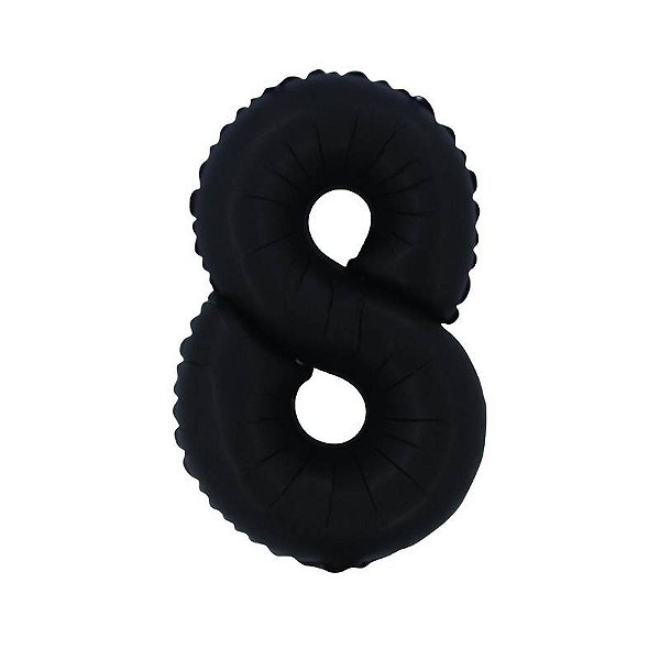 Balão Cromado Fosco com Canudo 16" Preto Número 8 - 1 Un