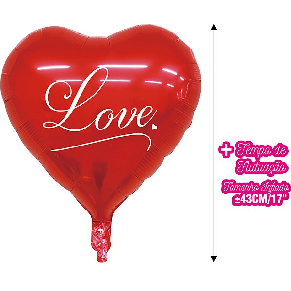 Balão Metalizado 18" Coração Love Vermelho - 1 Un