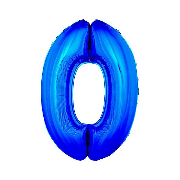 Balão Metalizado 34" Azul Número 0 - 1 Un