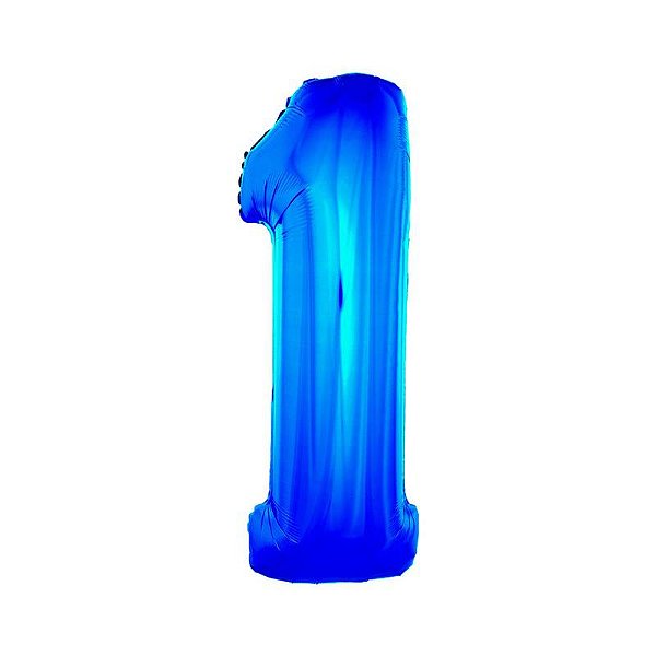 Balão Metalizado 34" Azul Número 1 - 1 Un
