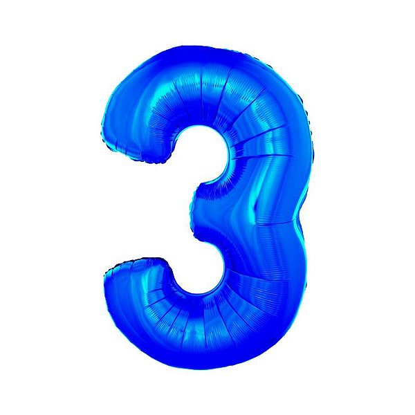 Balão Metalizado 34" Azul Número 3 - 1 Un