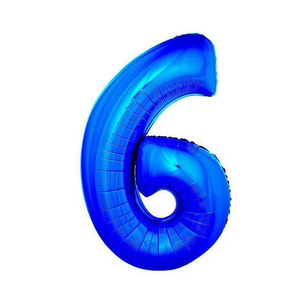 Balão Metalizado 34" Azul Número 6 - 1 Un