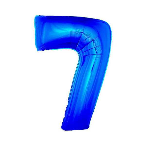 Balão Metalizado 34" Azul Número 7 - 1 Un