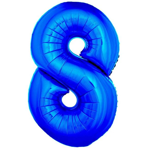 Balão Metalizado 34" Azul Número 8 - 1 Un