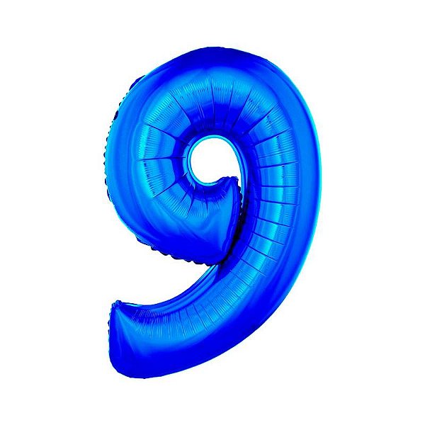 Balão Metalizado 34" Azul Número 9 - 1 Un
