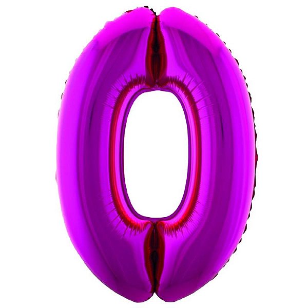 Balão Metalizado 34" Rosa Número 0 - 1 Un