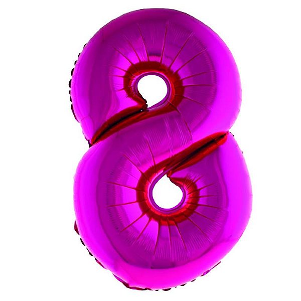 Balão Metalizado 34" Rosa Número 8 - 1 Un