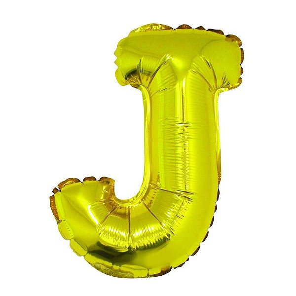 Balão Metalizado com Canudo 16" Letra Dourada J - 1 Un
