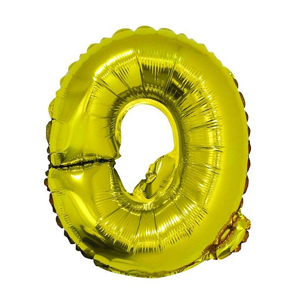 Balão Metalizado com Canudo 16" Letra Dourada Q - 1 Un
