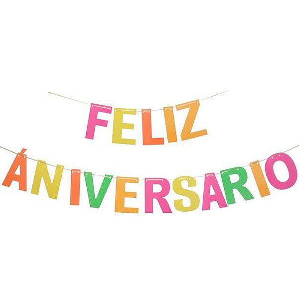 Faixa Florescente Feliz Aniversário Colorida HA503 - 1 Un