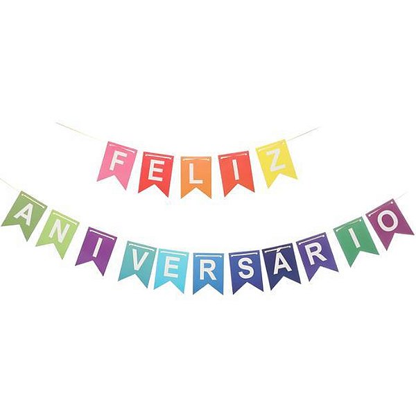 Faixa Feliz Aniversário Colorida HA499 - 1 Un