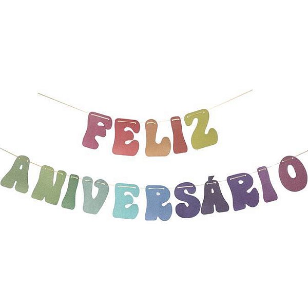 Faixa Feliz Aniversário Colorida HA495 - 1 Un